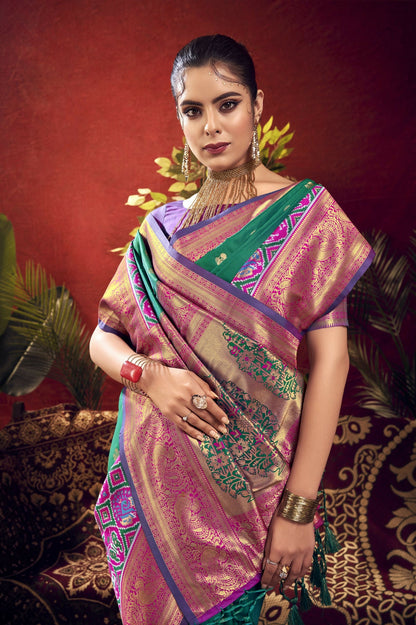 Women Paithani Nidhi Rama Saree With Unstiched Blouse