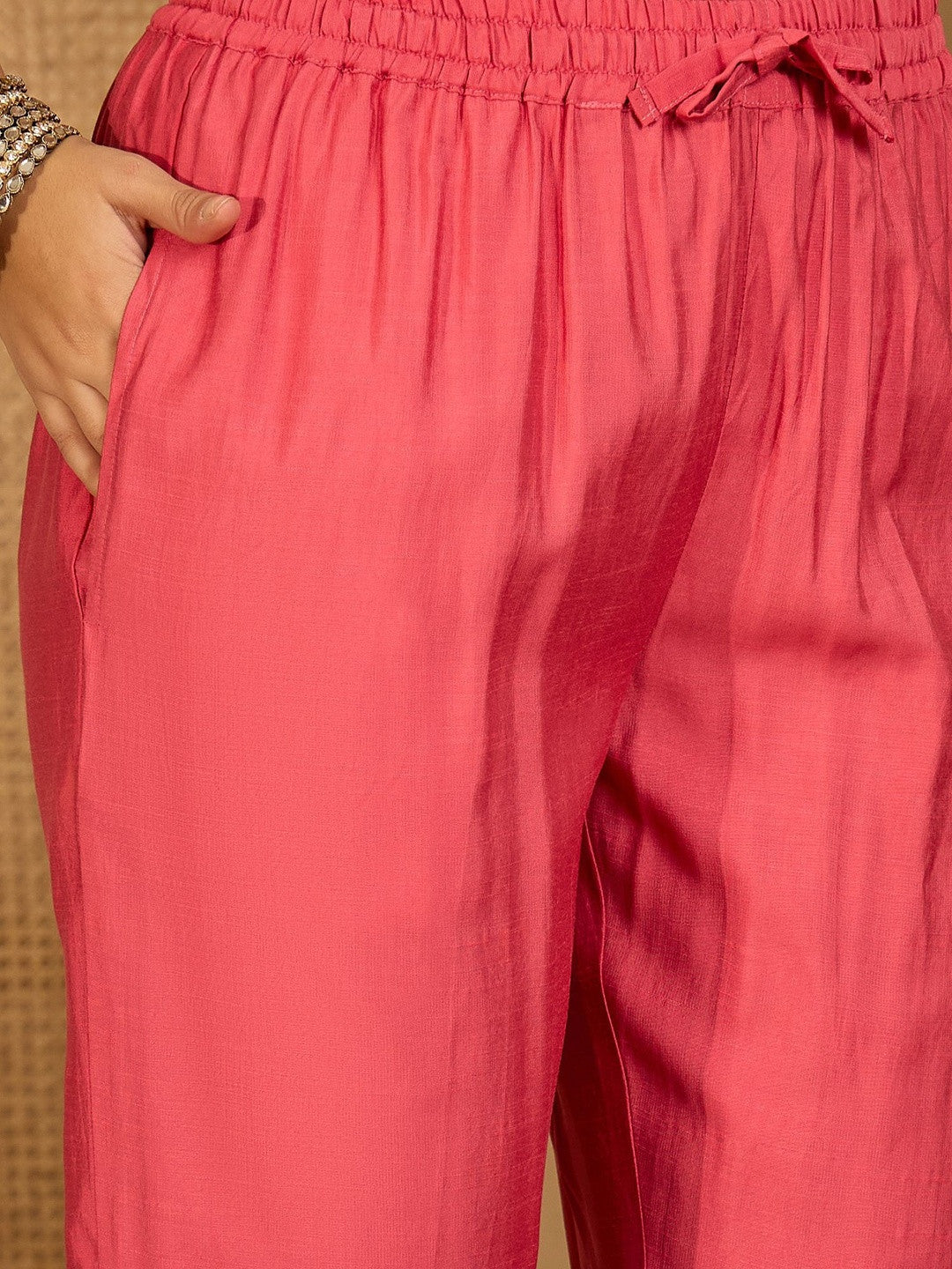 Women Ethnic Motifs Embroidered Regular Kurta & Trousers With Dupatta