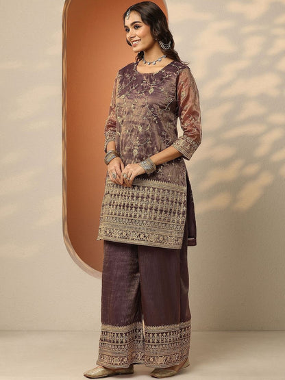 Dhiyona LL Women Ethnic Motifs Embroidered Regular Thread Work Kurta with Palazzos & With Dupatta
