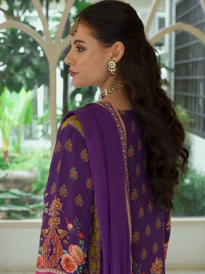 Dhiyona IE Ethnic Motifs Printed Round Neck Mirror Work Silk Kurta With Palazzos & Dupatta