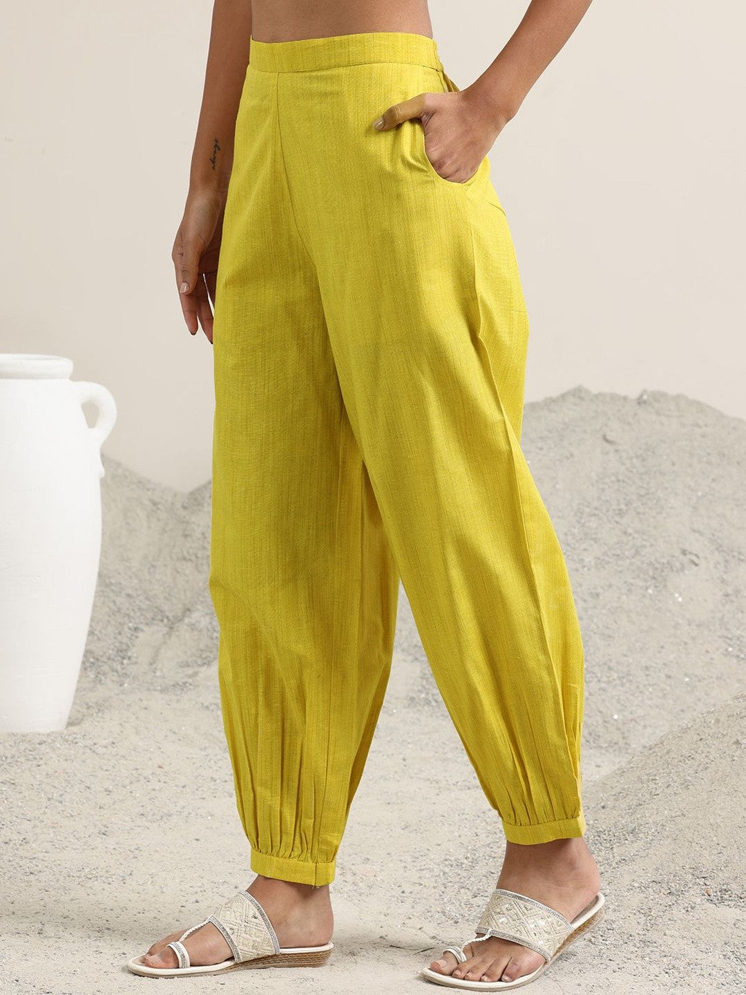 Striped Straight Kurta With Harem Pants & Dupatta