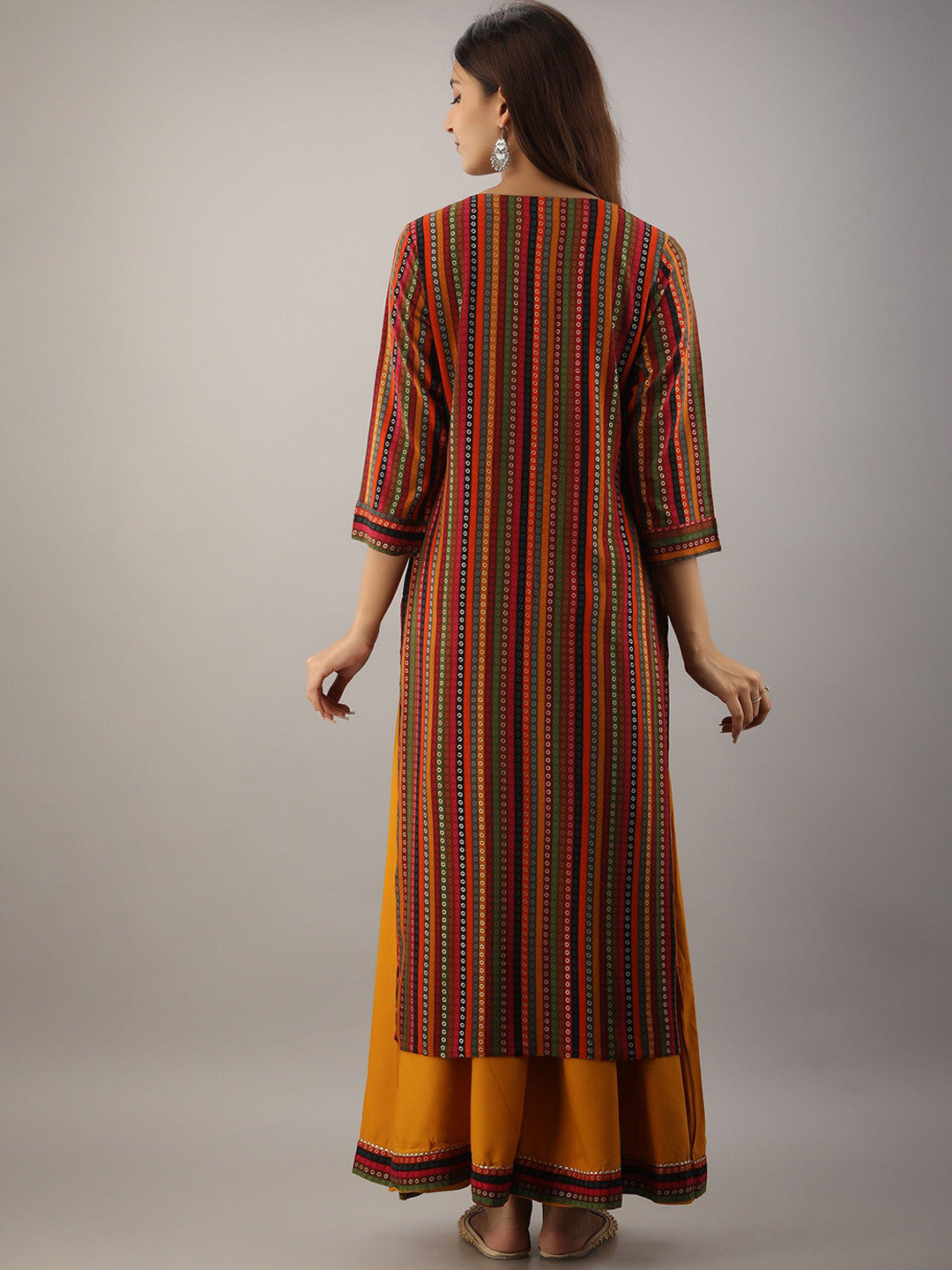 Floral Yoke Design Round Neck Gotta Patti Straight Kurta With Palazzos