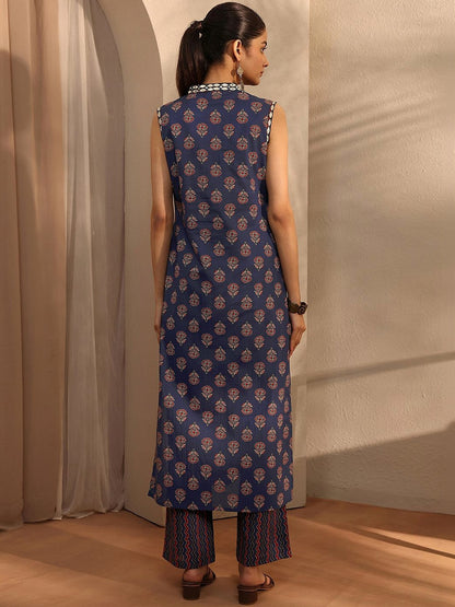 Women Ethnic Motifs Printed Regular Thread Work Kurta with Trousers