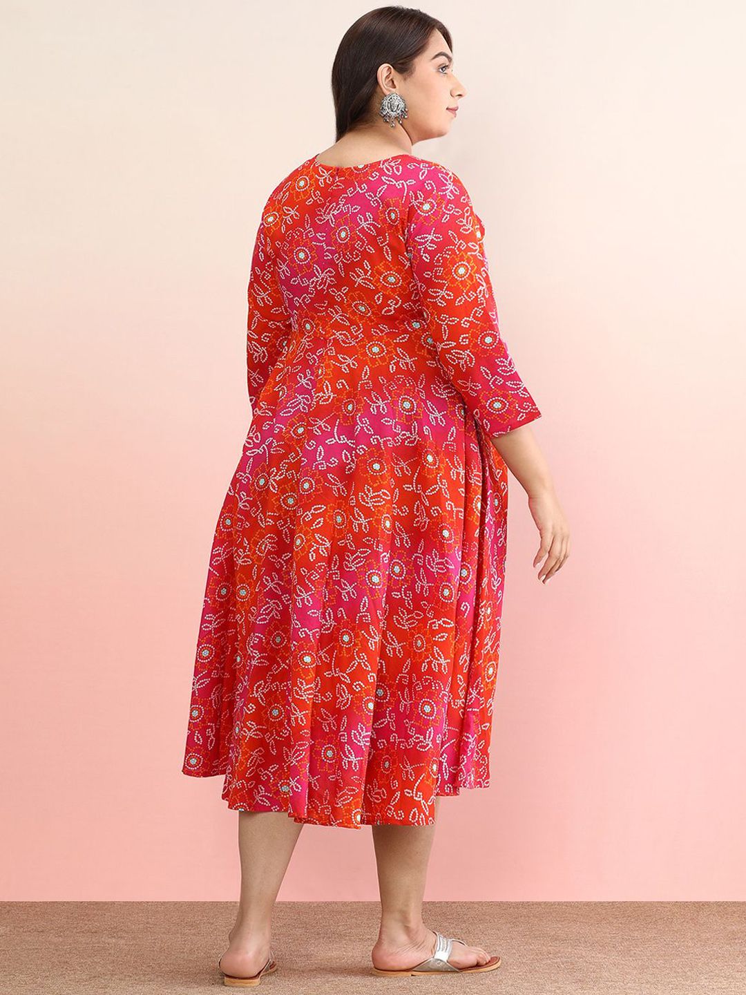 Dhiyona AY Women's Plus Size Ethnic Motifs Printed Pure Cotton A-Line Ethnic Dress
