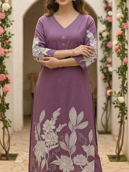 Women Floral Printed Regular Pure Cotton Kurta with Trousers