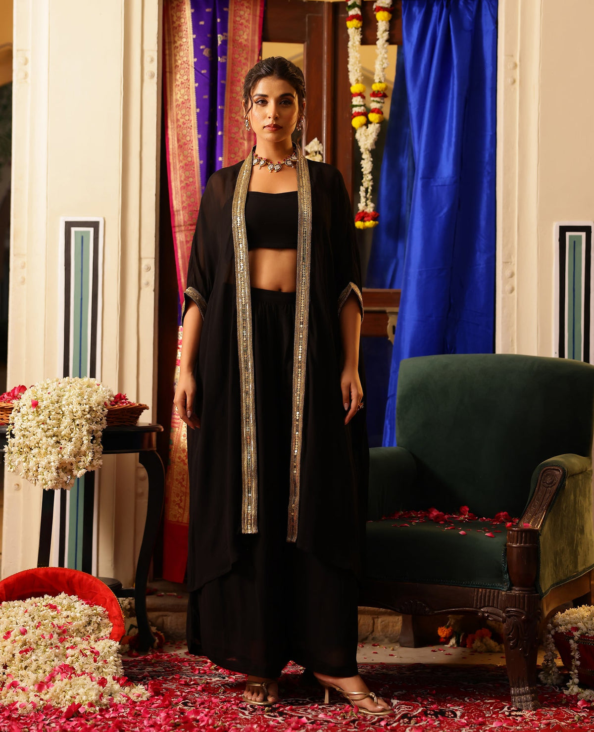 Rajsi Black Georgette Coord Set