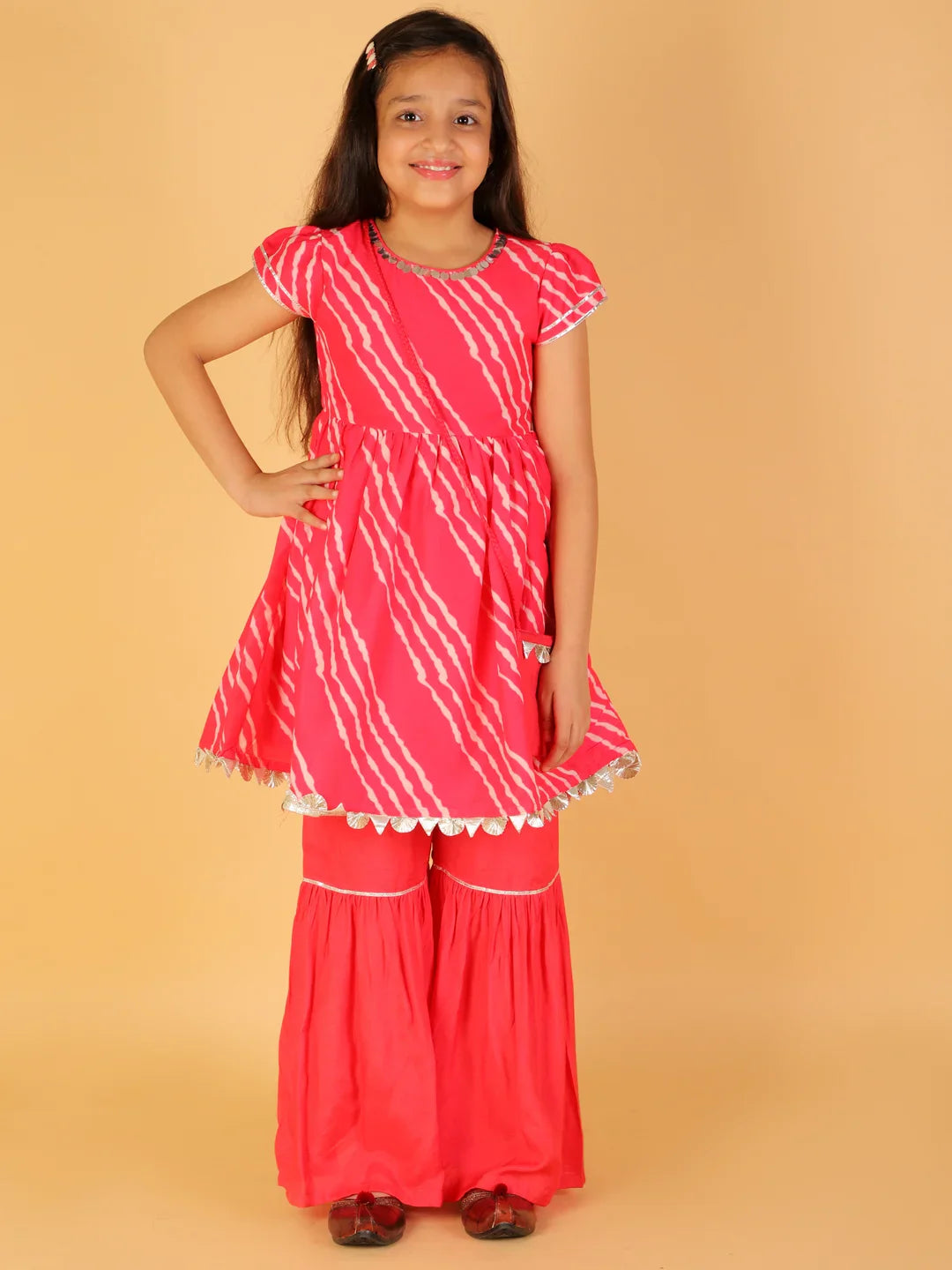 Girls digital print kurta with sharara set