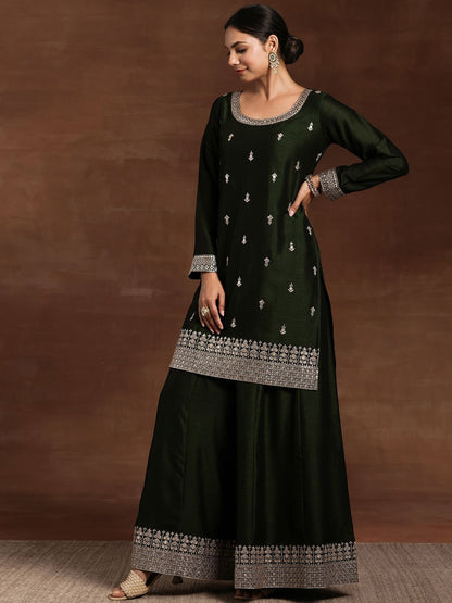 Dhiyona LL Ethnic Motifs Embroidered Regular Kurta with Palazzos & With Dupatta