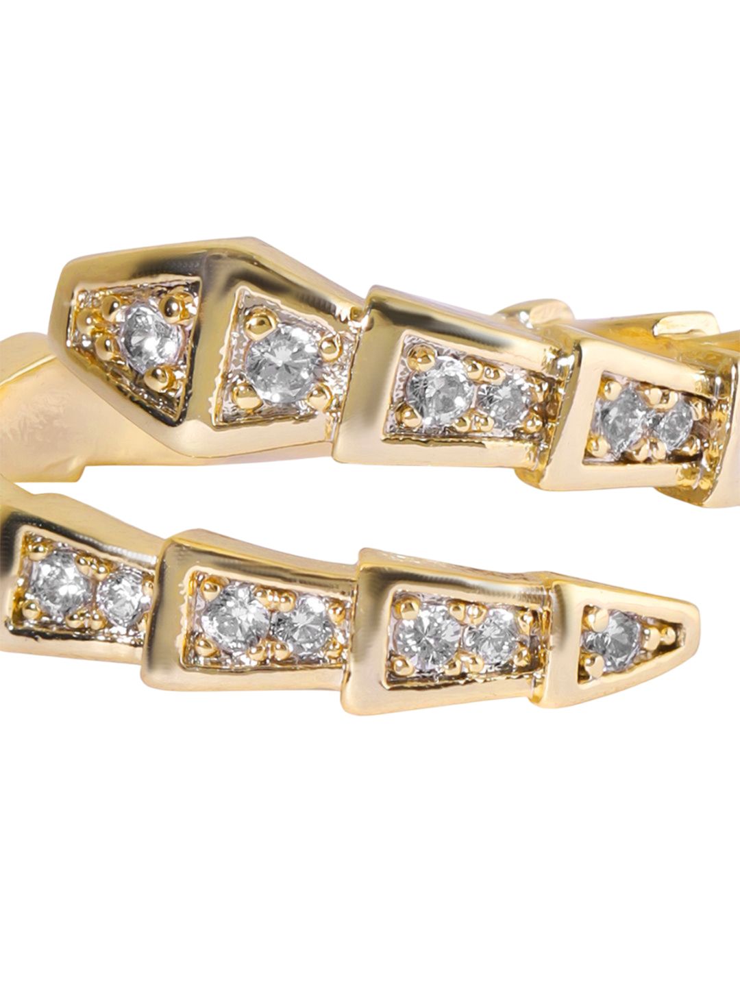 Dhiyona RJ Women's 18K Gold-Plated & Cubic Zirconia Studded Serpent Adjustable Finger Ring