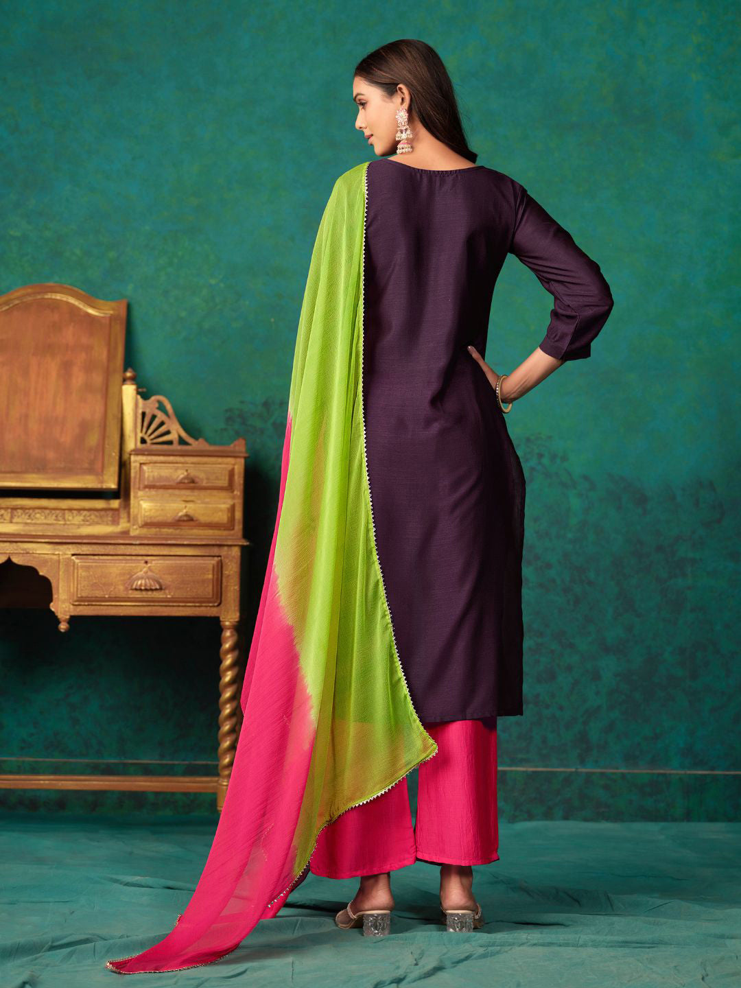 Embroidered Kurta Set With Dupatta