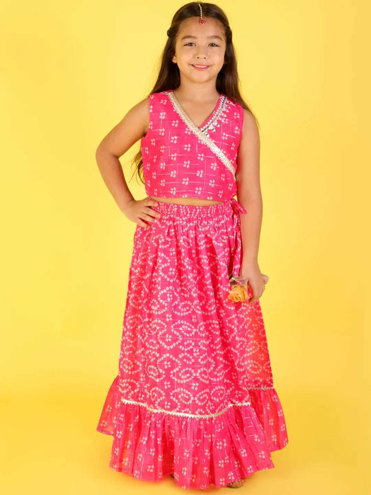 Girls printed chanderi lurex ghaghra choli set