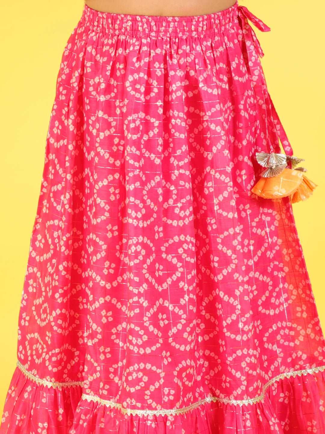 Girls printed chanderi lurex ghaghra choli set