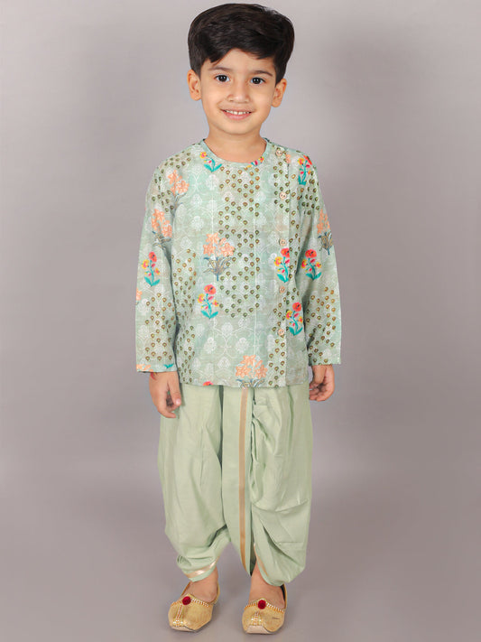 Fusion Fair Boys Green Kurta with  Dhoti