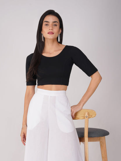 Dhiyona ST Stretchy Black Short Sleeve Blouse