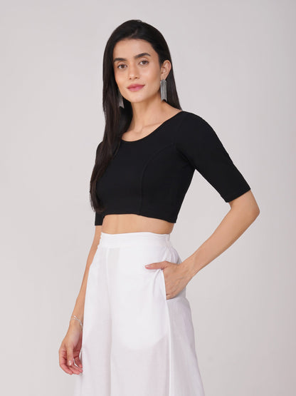 Dhiyona ST Stretchy Black Short Sleeve Blouse