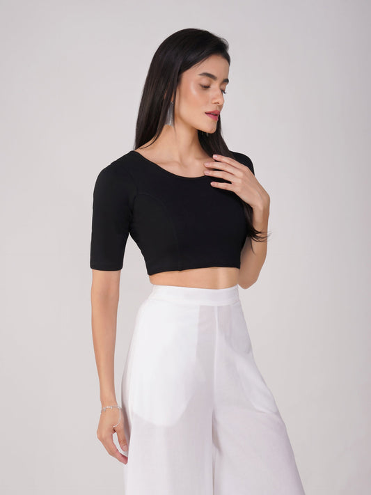 Dhiyona ST Stretchy Black Short Sleeve Blouse