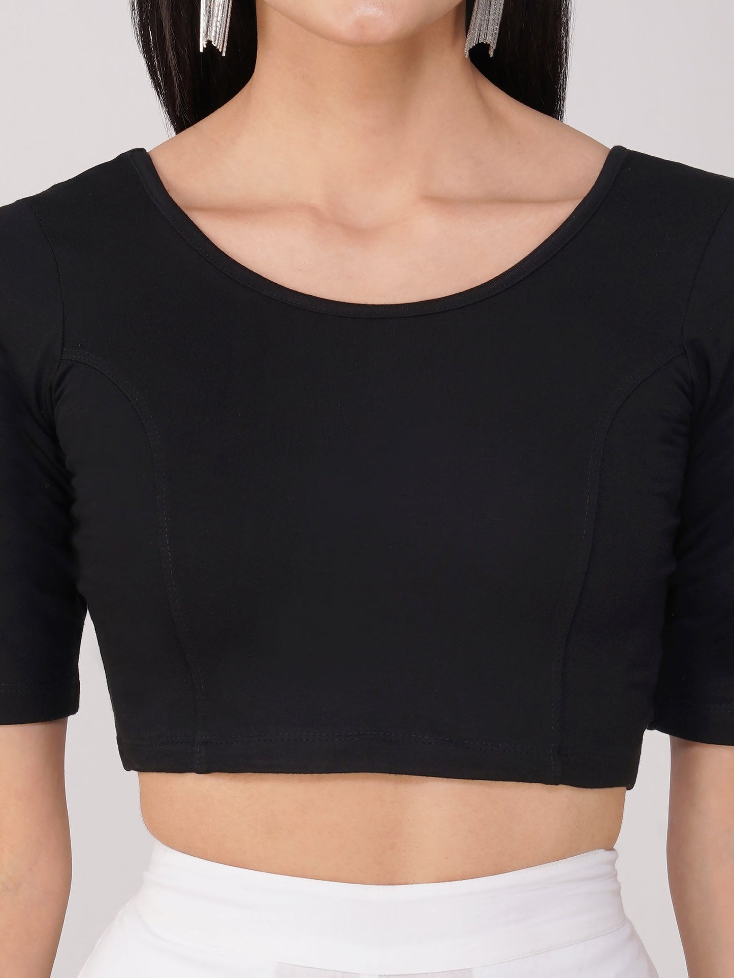 Dhiyona ST Stretchy Black Short Sleeve Blouse