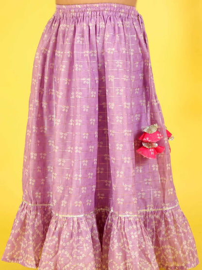 Girls printed chanderi lurex ghaghra choli set