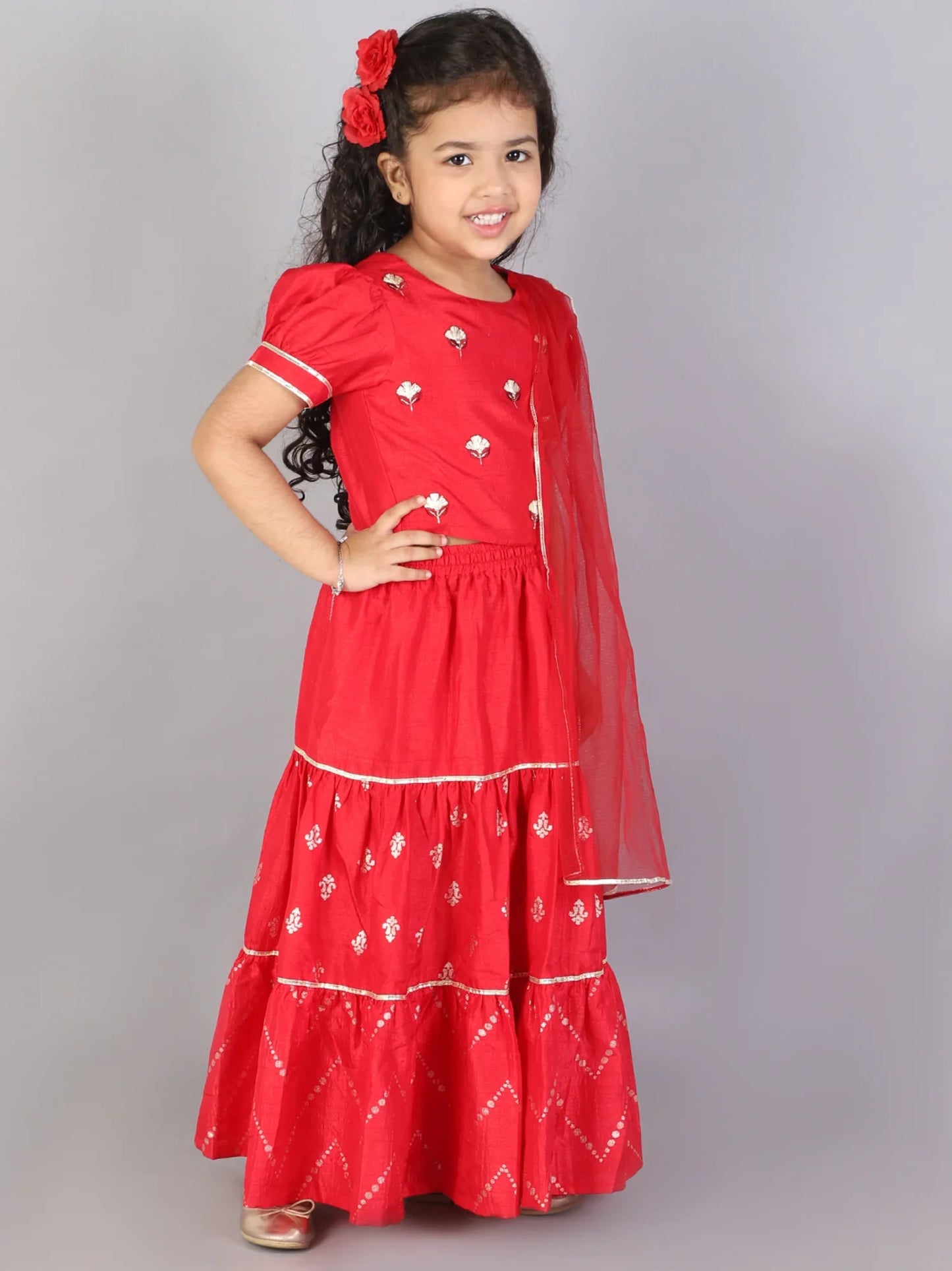 Girls jamavar choli with ghaghra with dupatta set