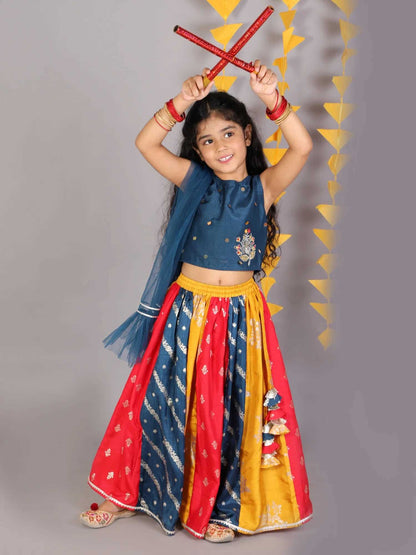 Girls jamavar choli with multicolor ghaghra & dupatta set