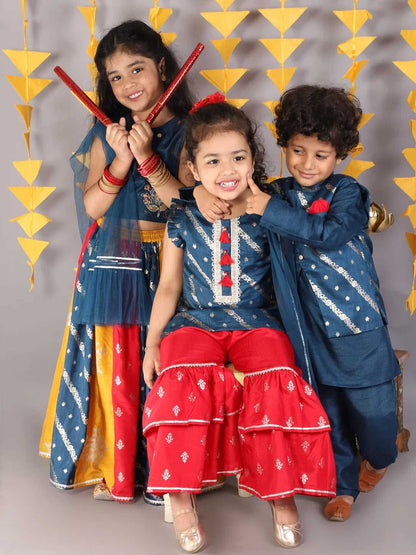 Girls jamavar choli with multicolor ghaghra & dupatta set