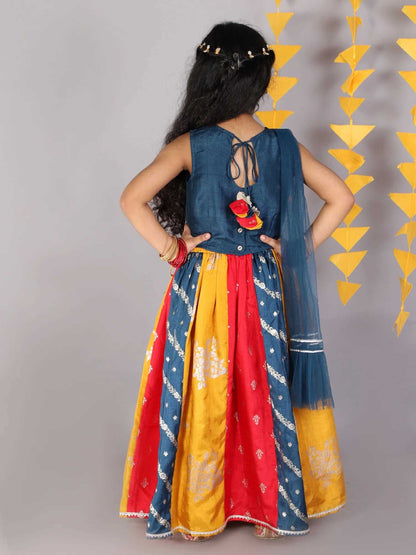 Girls jamavar choli with multicolor ghaghra & dupatta set