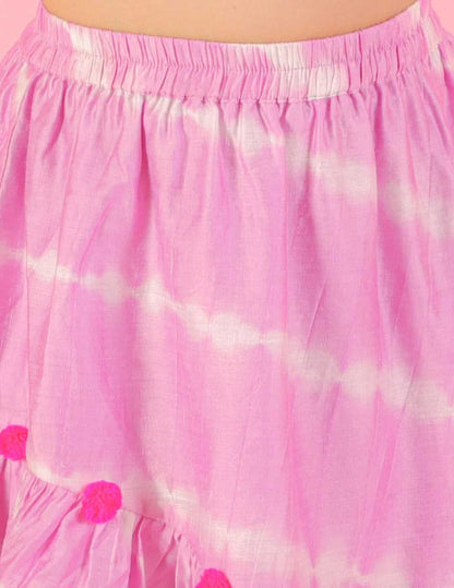 Girls Fusion Tie & Dye Tiered Skirt with Ballon Top