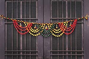 Handmade Cotton MulticolourDoor & Wall Hanging Toran/bandarbar/bandarwal for Main Door/Temple Door ! Ethnic Bandarwal For Diwali Decoration And Home Decor (Size 40 x 6 Inches) (Set Of 1)