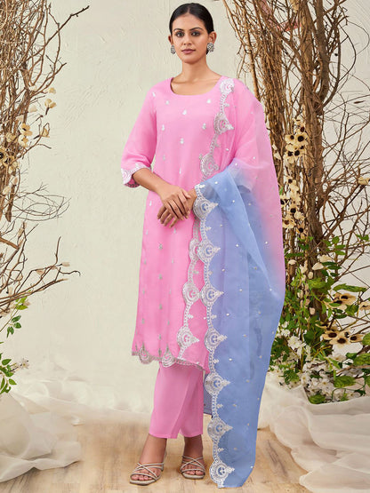 Women Ethnic Motifs Embroidered Regular Kurta with Trousers & With Dupatta
