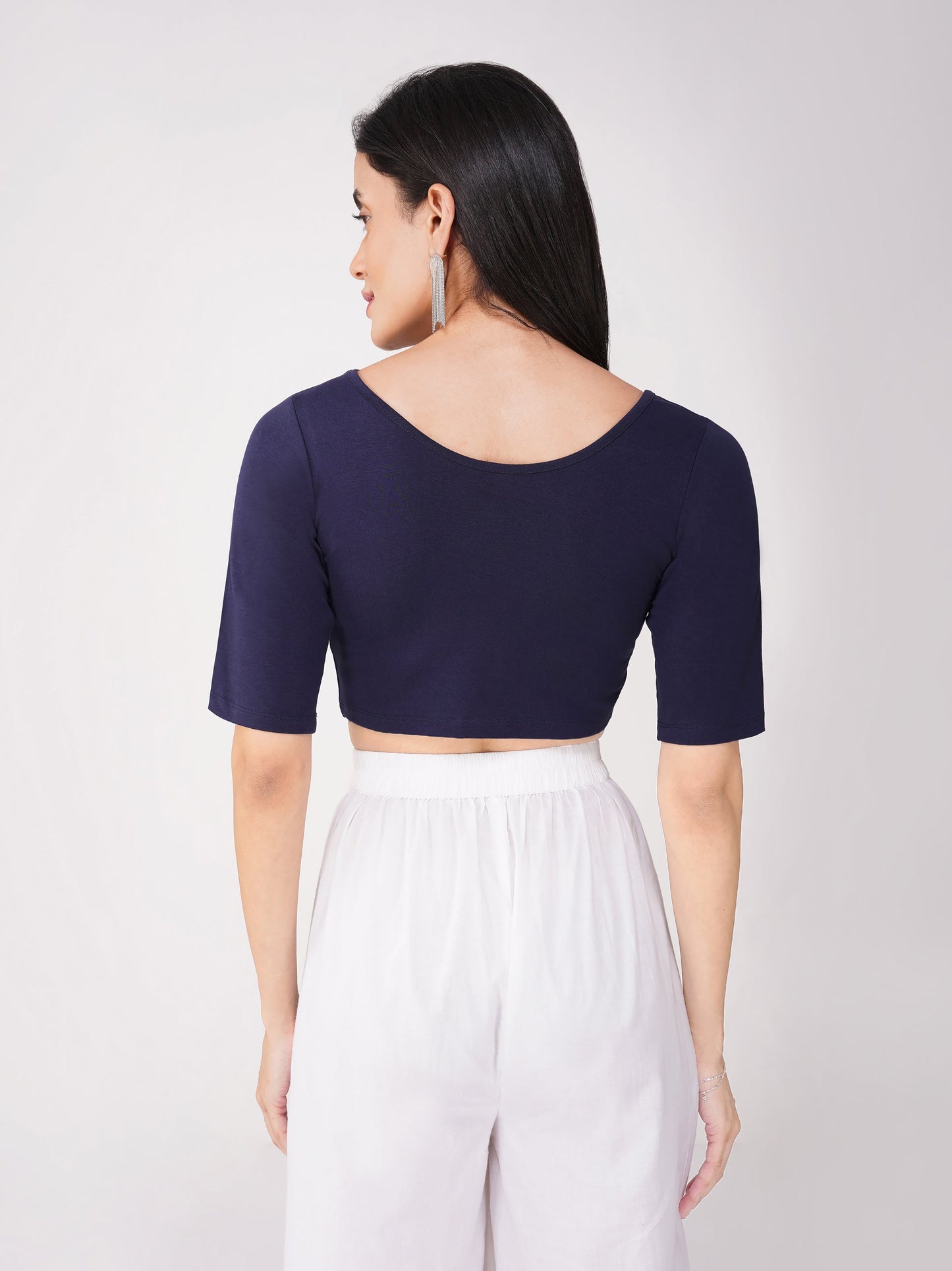 Dhiyona ST Women's ComfortEase 4-Way Stretch Blue Short Sleeve Blouse
