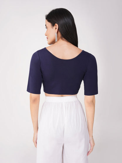 Dhiyona ST Women's ComfortEase 4-Way Stretch Blue Short Sleeve Blouse
