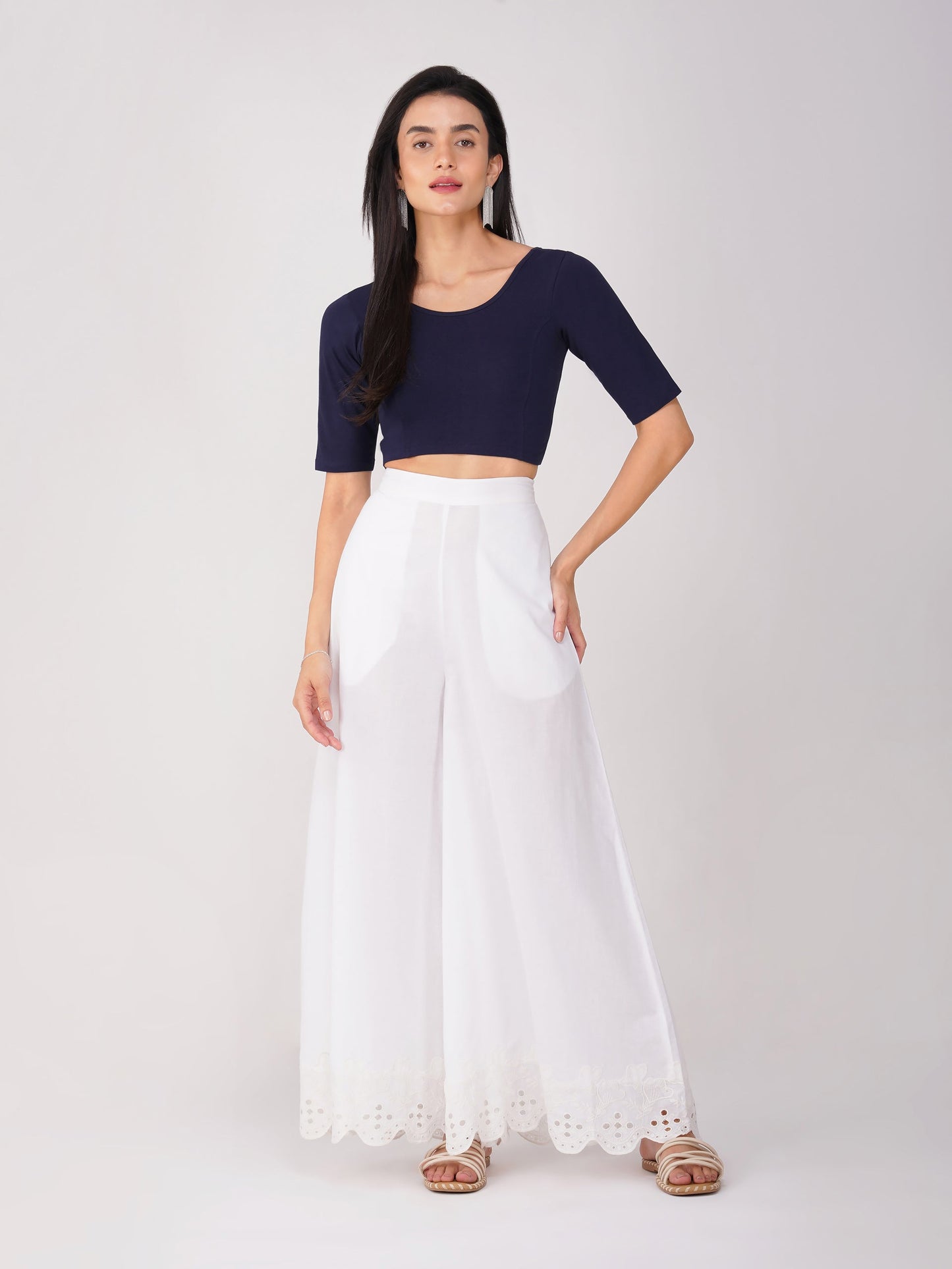 Dhiyona ST Women's ComfortEase 4-Way Stretch Blue Short Sleeve Blouse