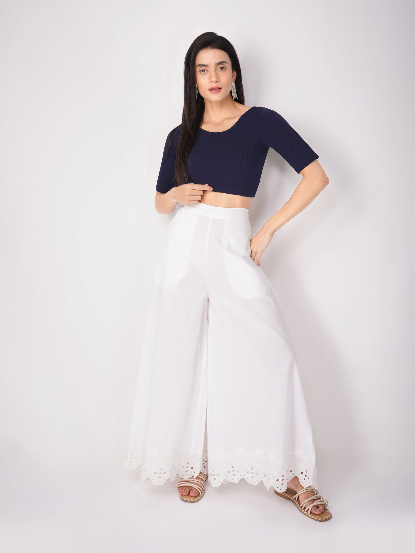 Dhiyona ST Women's ComfortEase 4-Way Stretch Blue Short Sleeve Blouse