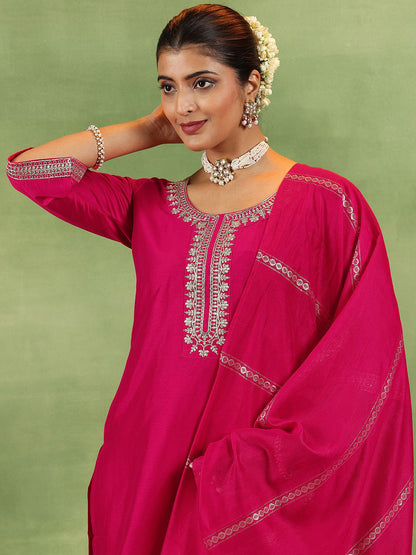 Women Ethnic Motifs Yoke Design Regular Kurta with Trousers & With Dupatta