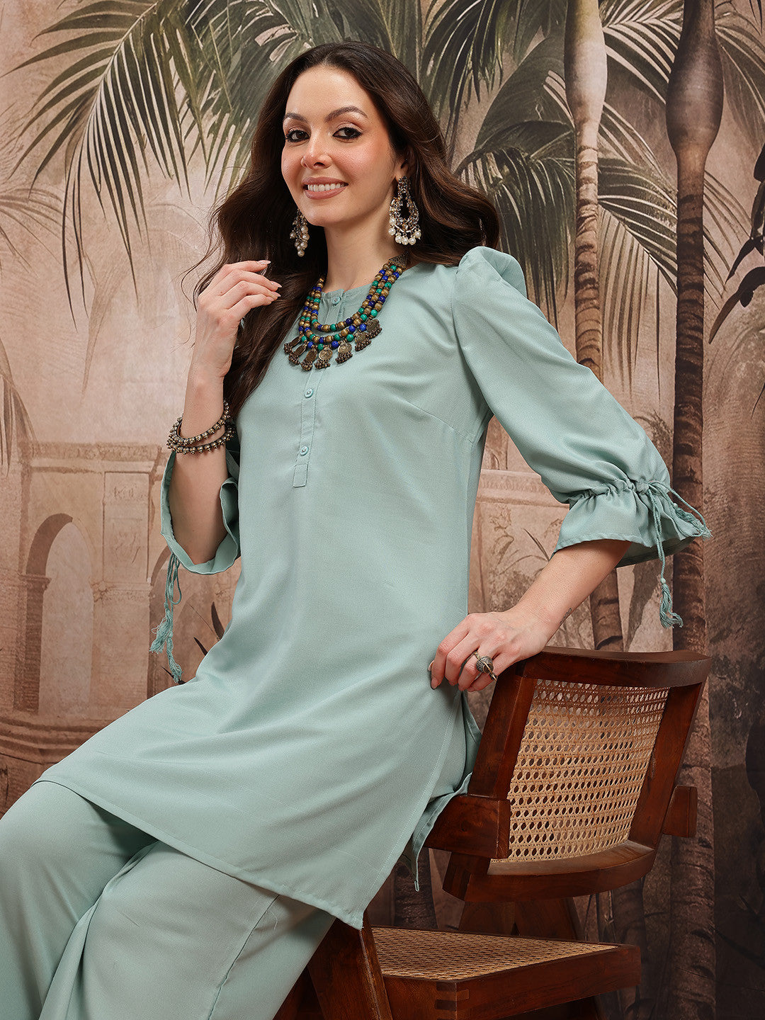 Regular Puff Sleeves Republic Day Kurta & Palazzos