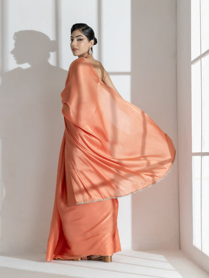 Dhiyona ST Glaze Silky Organza Saree with Rainbow Lace and Self Blouse Fabric