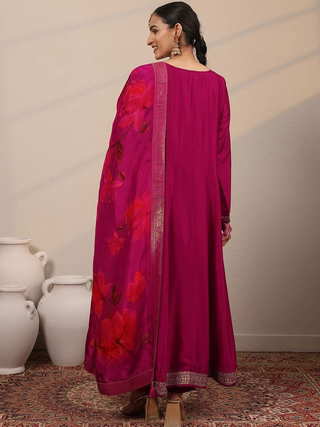 Women Ethnic Motifs Embroidered Panelled Kurta with Trousers & With Dupatta