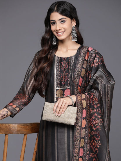 Dhiyona VA Women's Geometric Printed Kurta with Trousers & Dupatta