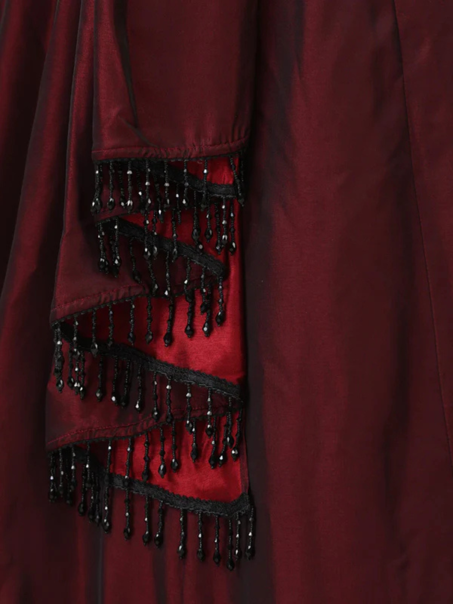 Dhiyona ST Rosewood Dual Shade Satin Saree with Hanging Lace and Self Blouse Fabric