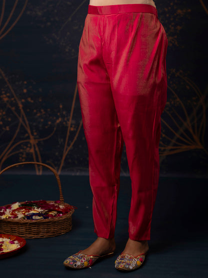 Dhiyona VV Women's Pink Kurta and Pant Sets Simar Silk fabric