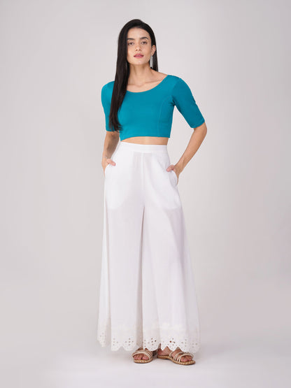Dhiyona ST Women's ComfortEase 4-Way Stretch Turquoise Short Sleeve Blouse
