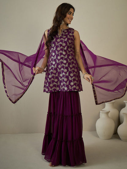 Dhiyona IN Women Floral Regular Kurta with Sharara & With Dupatta