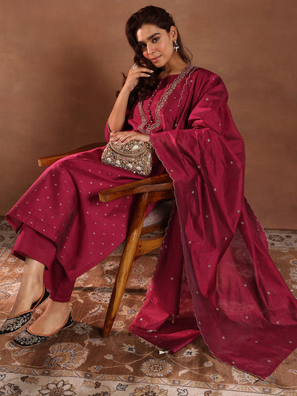 Dhiyona LL Women Ethnic Motifs Embroidered Kurta with Palazzo & Dupatta