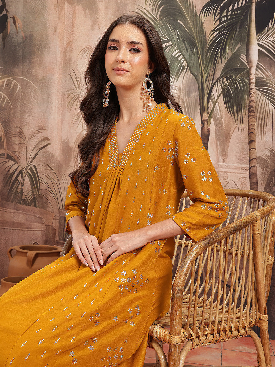 Ethnic Motifs Printed Regular A-Line Kurta with Trousers