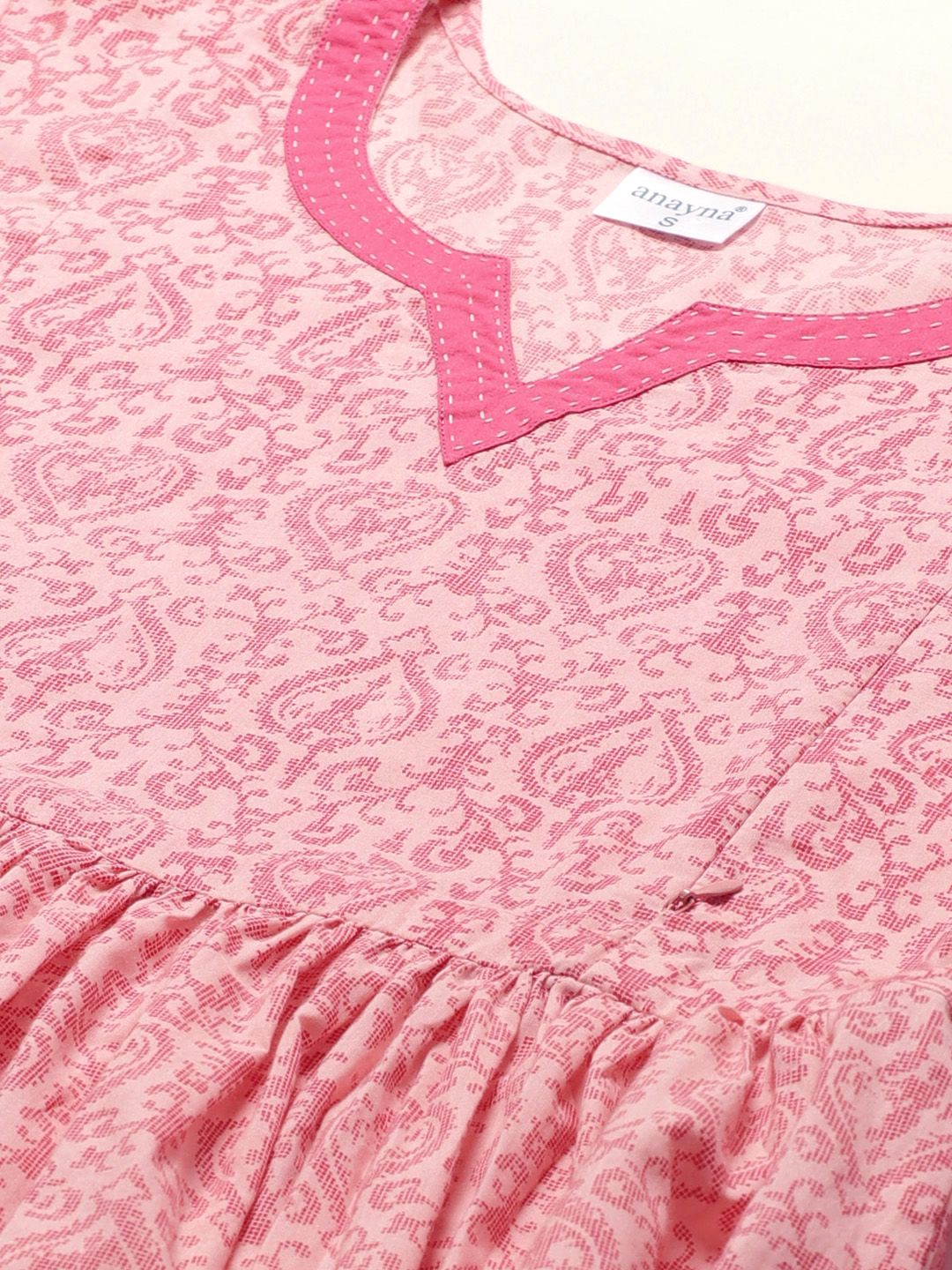 Dhiyona AY Women's Pink Printed Pure Cotton Maternity A-Line Dress
