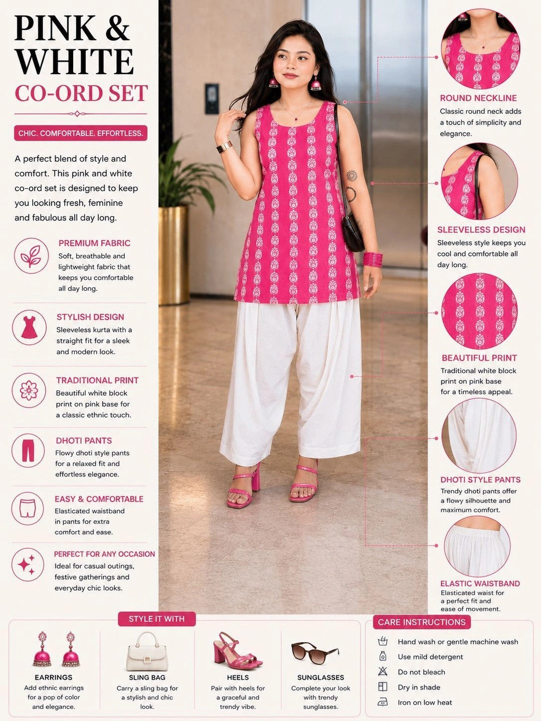 Women Regular Pure Cotton Kurti with Dhoti Pants