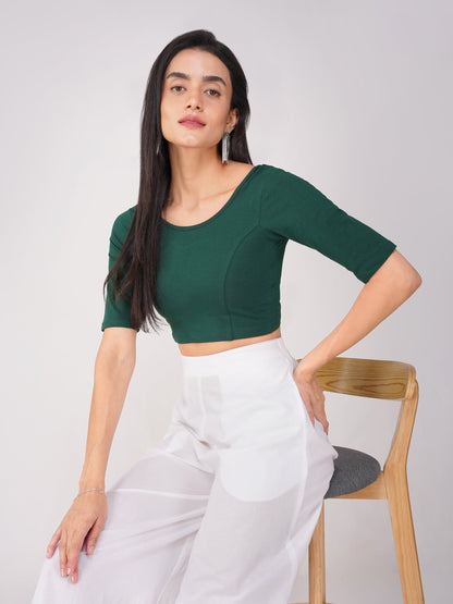 Dhiyona ST Women's ComfortEase 4-Way Stretch Green Short Sleeve Blouse