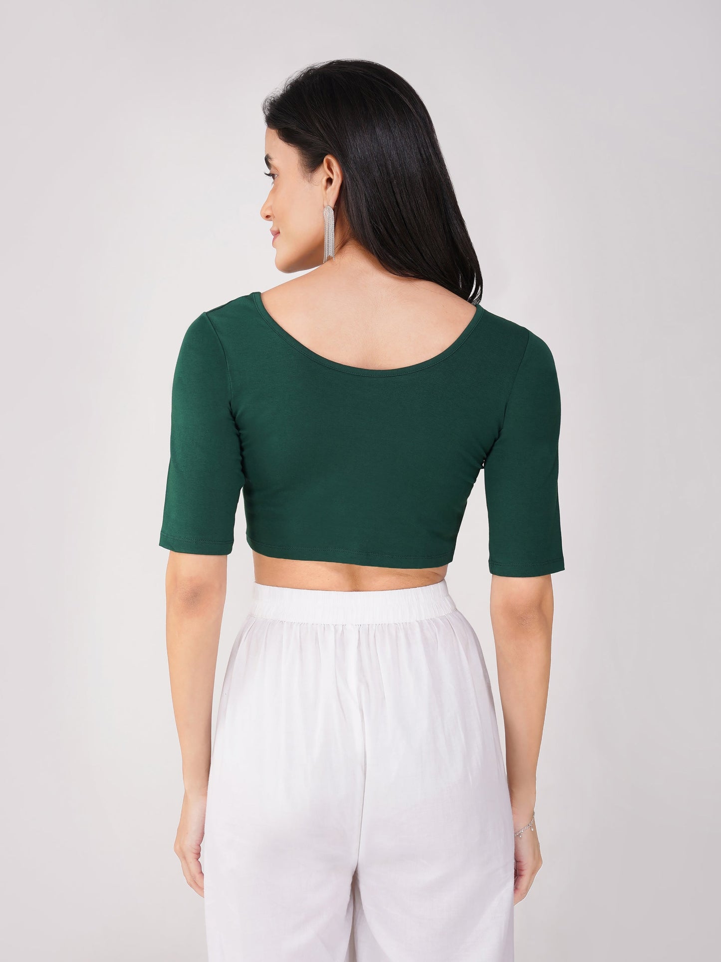 Dhiyona ST Women's ComfortEase 4-Way Stretch Green Short Sleeve Blouse