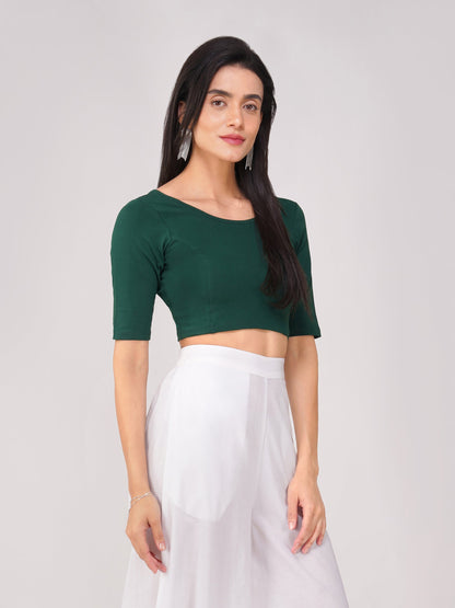Dhiyona ST Women's ComfortEase 4-Way Stretch Green Short Sleeve Blouse