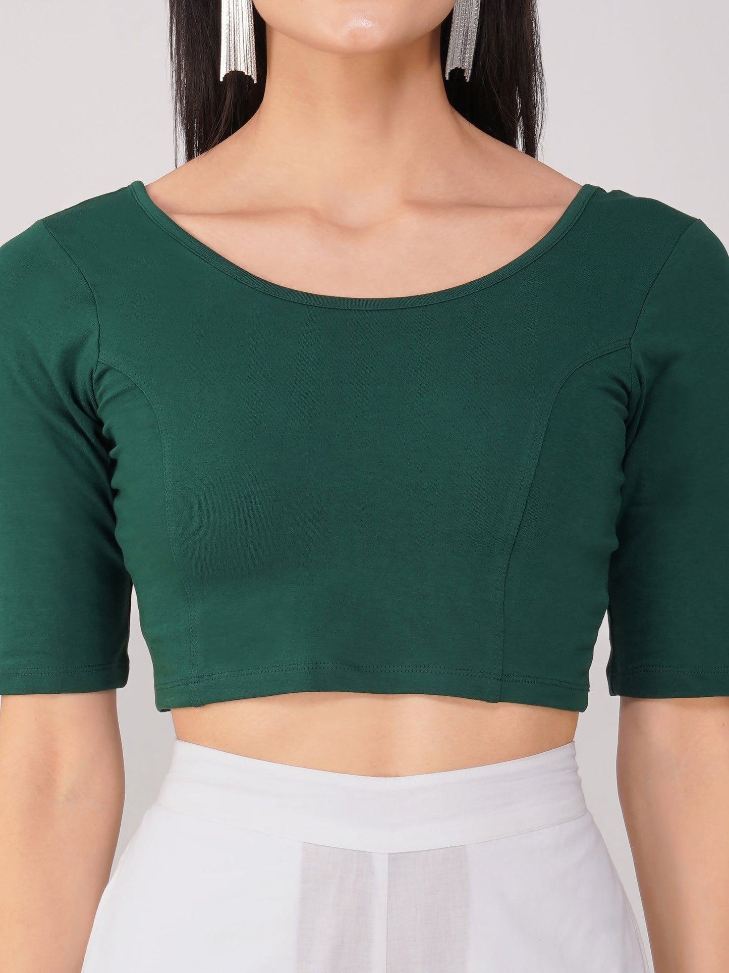 Dhiyona ST Women's ComfortEase 4-Way Stretch Green Short Sleeve Blouse